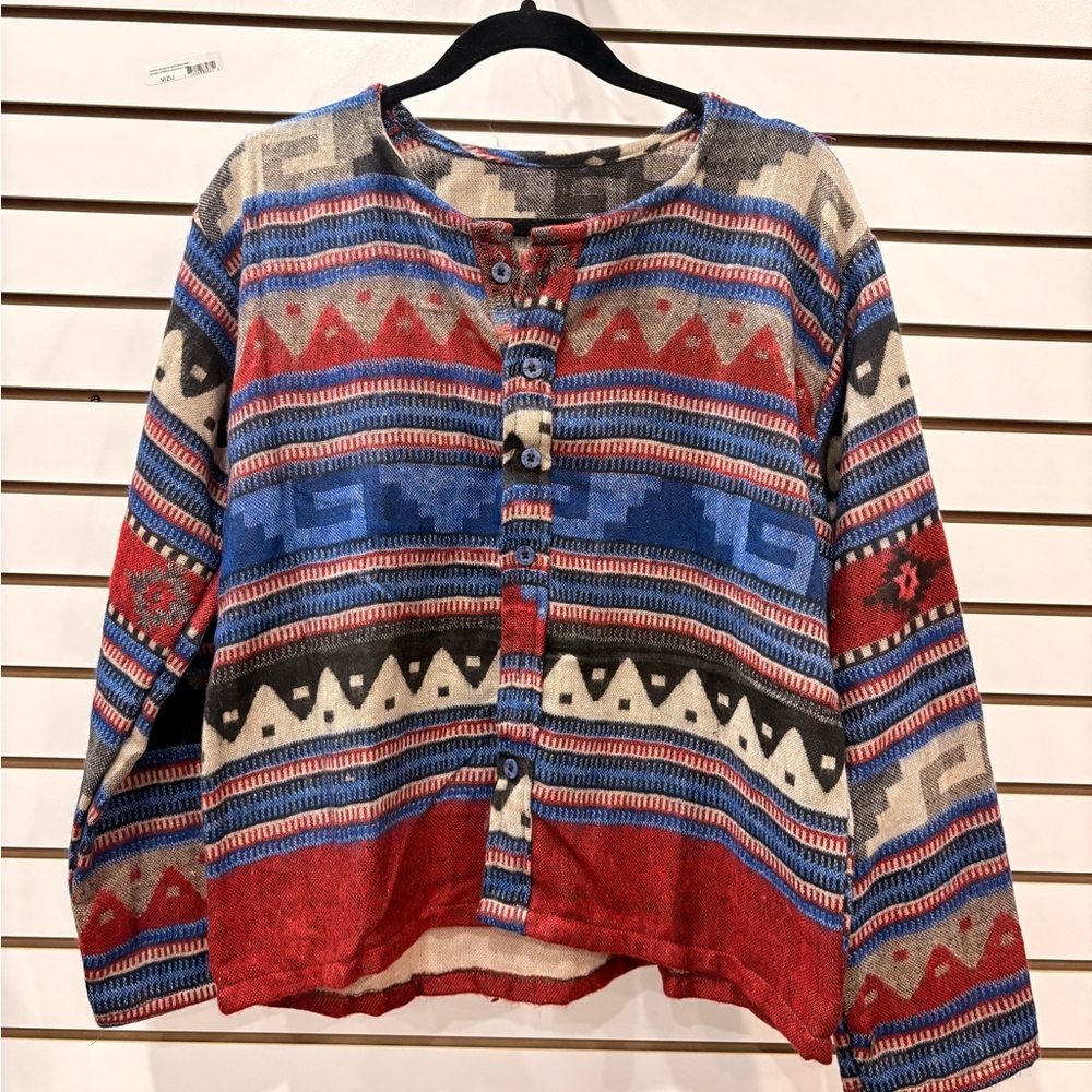 Colorful Geometric Pattern Cardigan - Picture 3 of 13